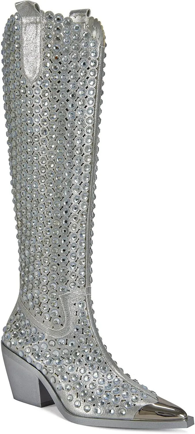 RUVIN-SILVER PERFORATED WESTERN BOOT