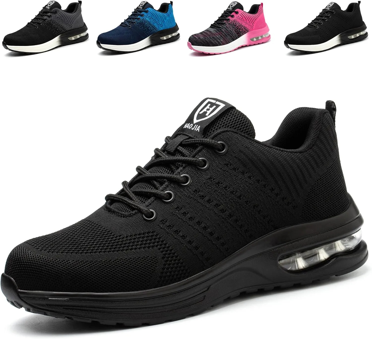 Safety Shoes Steel Toe Shoes for Men Women Breathable Safety Work Sneakers Lightweight Comfortable Proof Slip Resistant Fashion Sneakers Air Cushion Construction Industrial Shoes