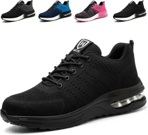 Safety Shoes Steel Toe Shoes for Men Women Breathable Safety Work Sneakers Lightweight Comfortable Proof Slip Resistant Fashion Sneakers Air Cushion Construction Industrial Shoes