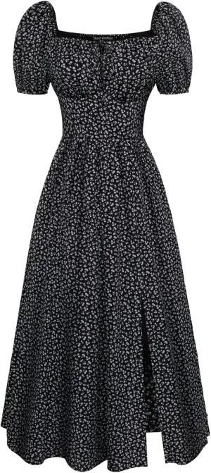 Scarlet Darkness Cottagecore Dress for Women Split Long Dress Milkmaid Corset Dresses