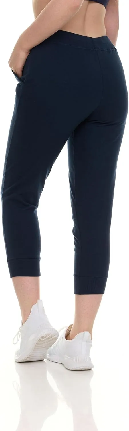 Sexy Basics French Terry Jogger Pants|Cotton Comfort | Capri Length Drawstring Sweat Pants | Multi Packs & Colors