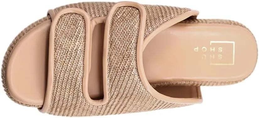 Shu Shop Womens Lillian Woven Platform Casual Sandals Casual Low Heel 1-2" - Beige