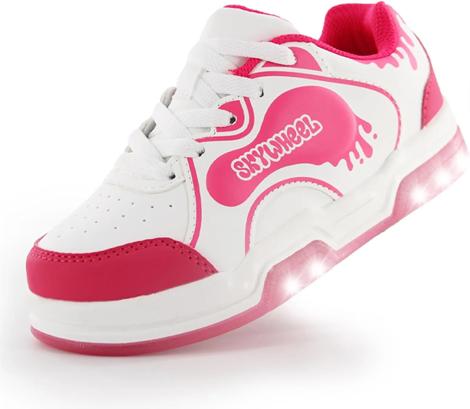 SKYWHEEL Kids Sneakers for Boys Gilrs Light Up Tennis Shoes Size 11 to Big Kids Size 3 Skate Shoes Lace up Athletic Running Walking Sneakers