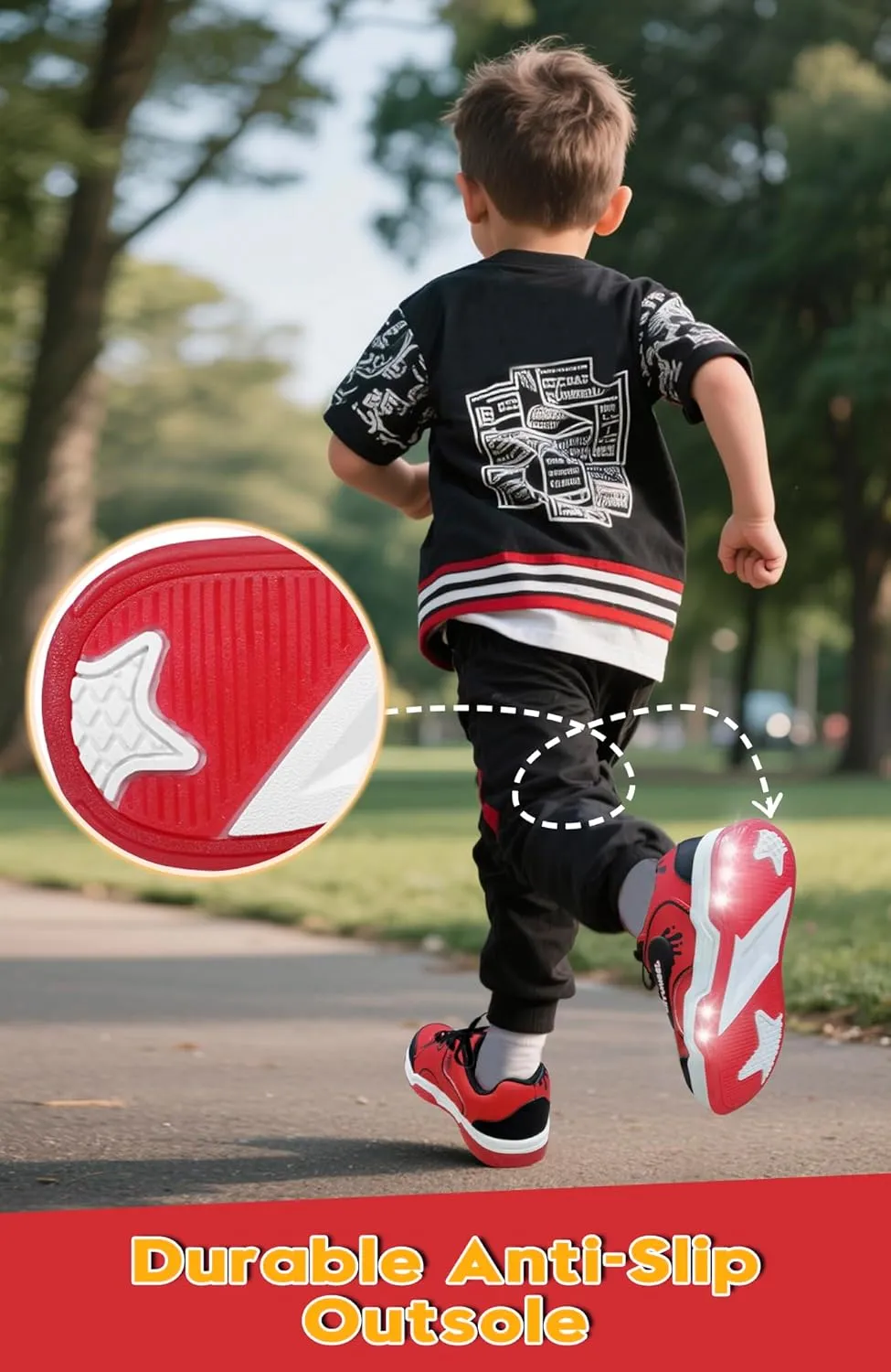 SKYWHEEL Kids Sneakers for Boys Gilrs Light Up Tennis Shoes Size 11 to Big Kids Size 3 Skate Shoes Lace up Athletic Running Walking Sneakers