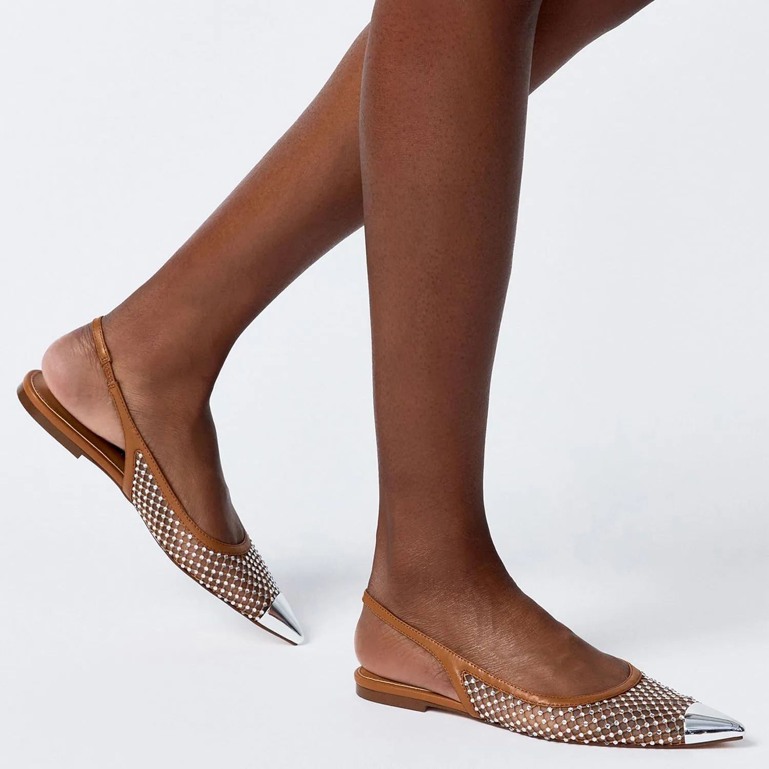 Slingback Flats for Women Stylish Pointed Toe Design with Rhinestone Embellishments Comfortable Mesh Material for Breathable