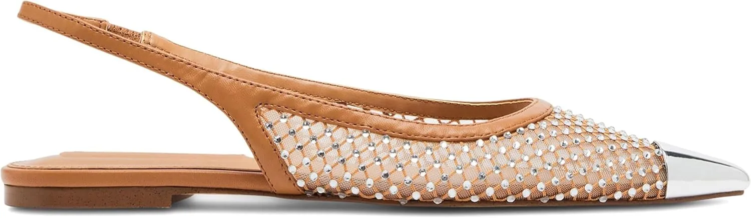 Slingback Flats for Women Stylish Pointed Toe Design with Rhinestone Embellishments Comfortable Mesh Material for Breathable
