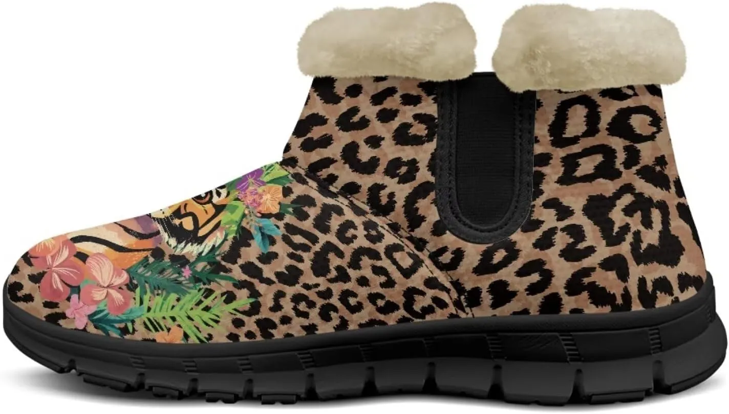 Snow Boots Cute Corgi Shoes Women Fur Lined Winter Unisex Shoes Anti-Slip Lightweight Ankle Boots for Walking Hiking