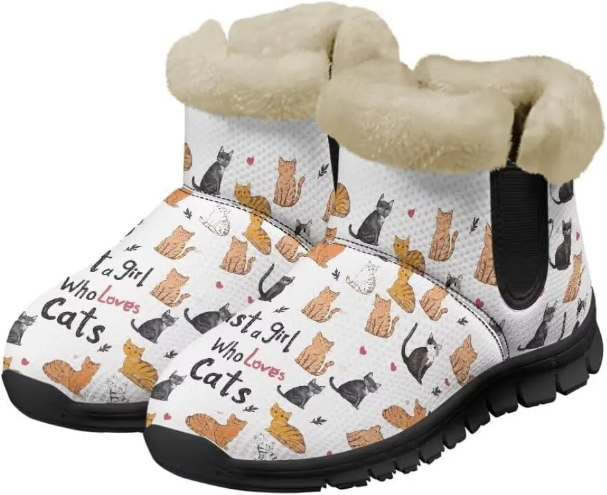 Snow Boots Cute Corgi Shoes Women Fur Lined Winter Unisex Shoes Anti-Slip Lightweight Ankle Boots for Walking Hiking