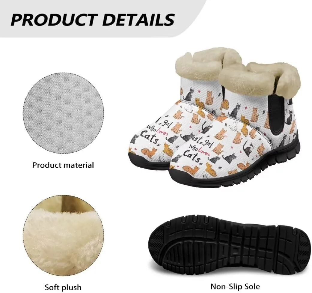 Snow Boots Cute Corgi Shoes Women Fur Lined Winter Unisex Shoes Anti-Slip Lightweight Ankle Boots for Walking Hiking