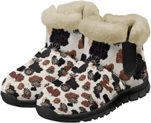 Snow Boots Cute Corgi Shoes Women Fur Lined Winter Unisex Shoes Anti-Slip Lightweight Ankle Boots for Walking Hiking