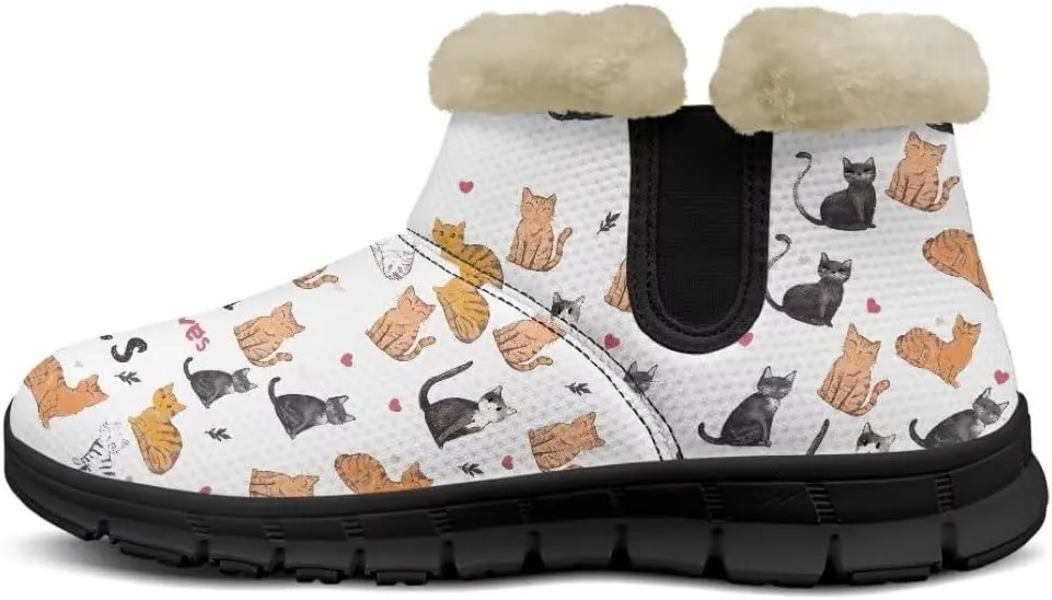 Snow Boots Cute Corgi Shoes Women Fur Lined Winter Unisex Shoes Anti-Slip Lightweight Ankle Boots for Walking Hiking