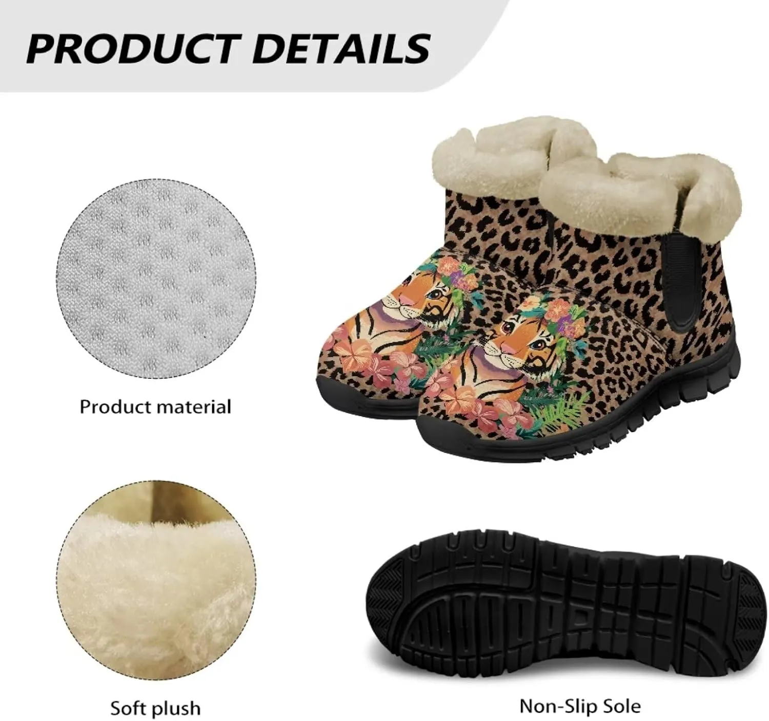 Snow Boots Cute Corgi Shoes Women Fur Lined Winter Unisex Shoes Anti-Slip Lightweight Ankle Boots for Walking Hiking