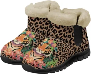 Snow Boots Cute Corgi Shoes Women Fur Lined Winter Unisex Shoes Anti-Slip Lightweight Ankle Boots for Walking Hiking