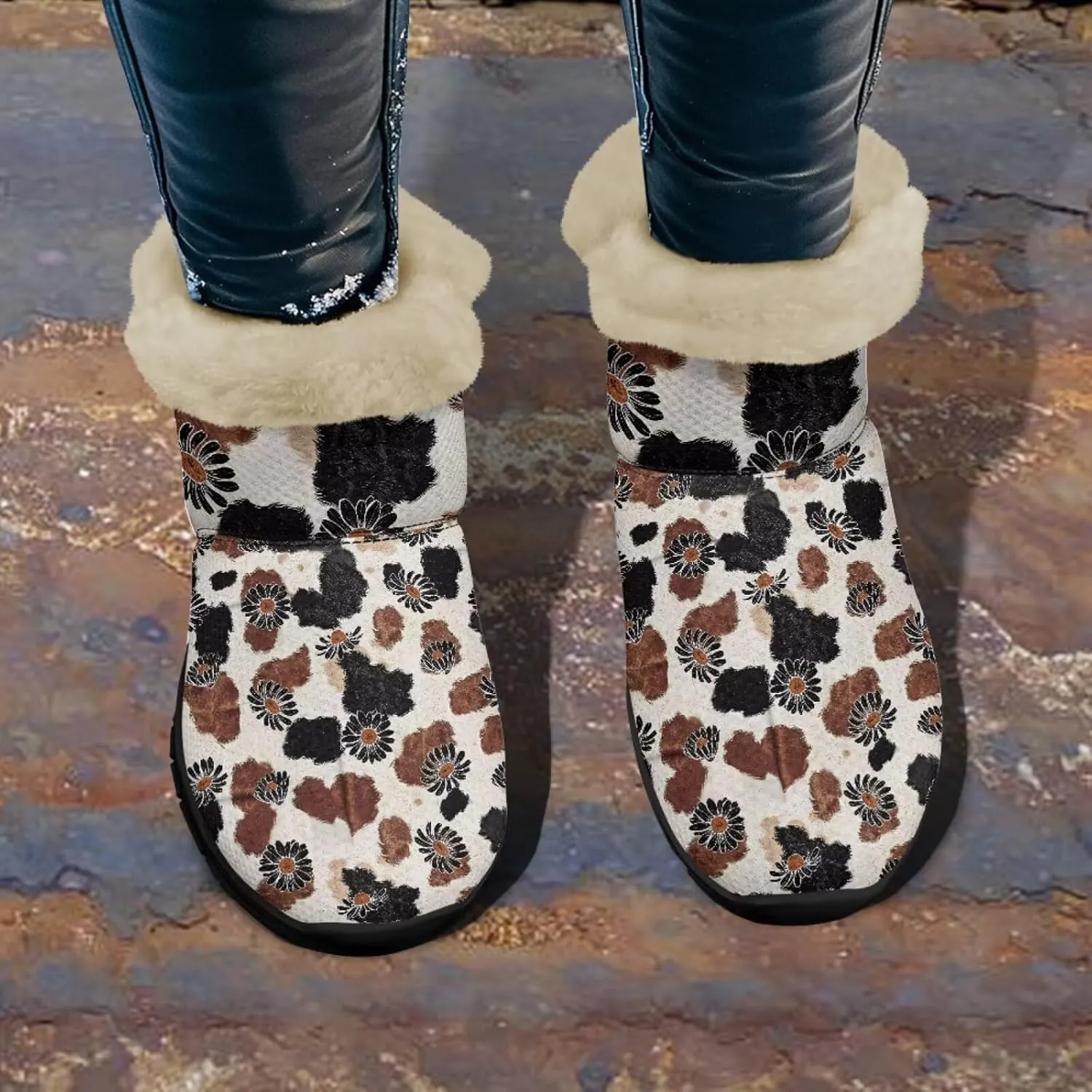 Snow Boots Cute Corgi Shoes Women Fur Lined Winter Unisex Shoes Anti-Slip Lightweight Ankle Boots for Walking Hiking