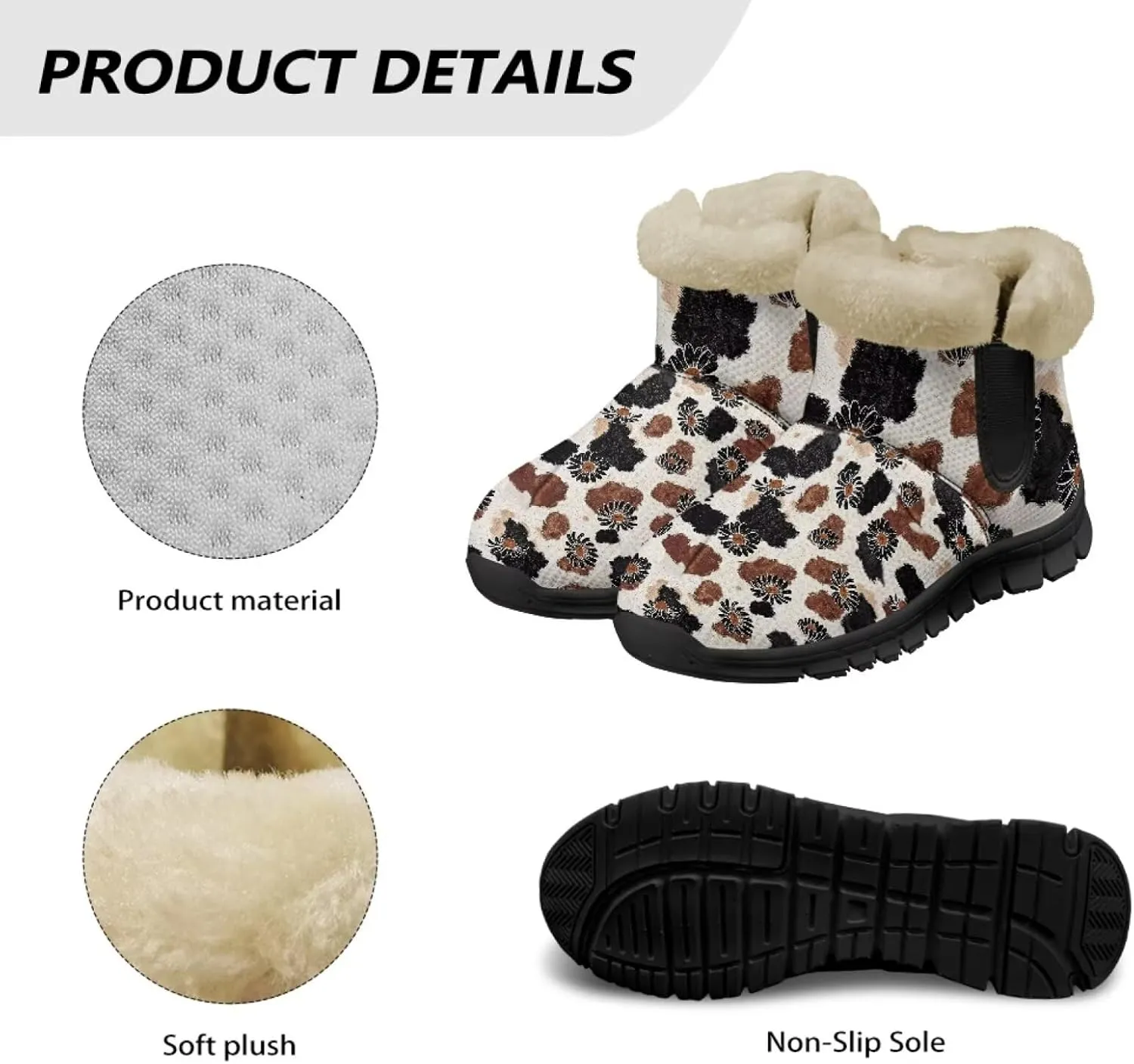Snow Boots Cute Corgi Shoes Women Fur Lined Winter Unisex Shoes Anti-Slip Lightweight Ankle Boots for Walking Hiking