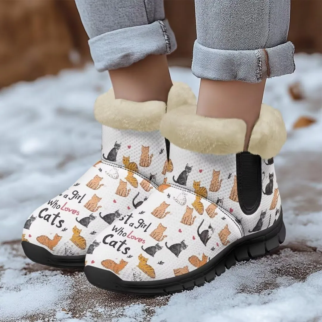 Snow Boots Cute Corgi Shoes Women Fur Lined Winter Unisex Shoes Anti-Slip Lightweight Ankle Boots for Walking Hiking