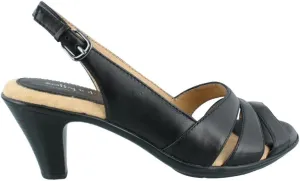 softspots Women's Neima High-Heeled Slingback Sandals, Black Leather, 9.5 W/D-E