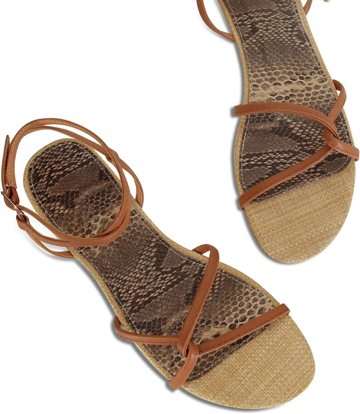 SOVANYOU Strappy Sandals for Women Dressy Flat Sandals Open Toe Cute Summer Sandal with Cross Ankle Strap