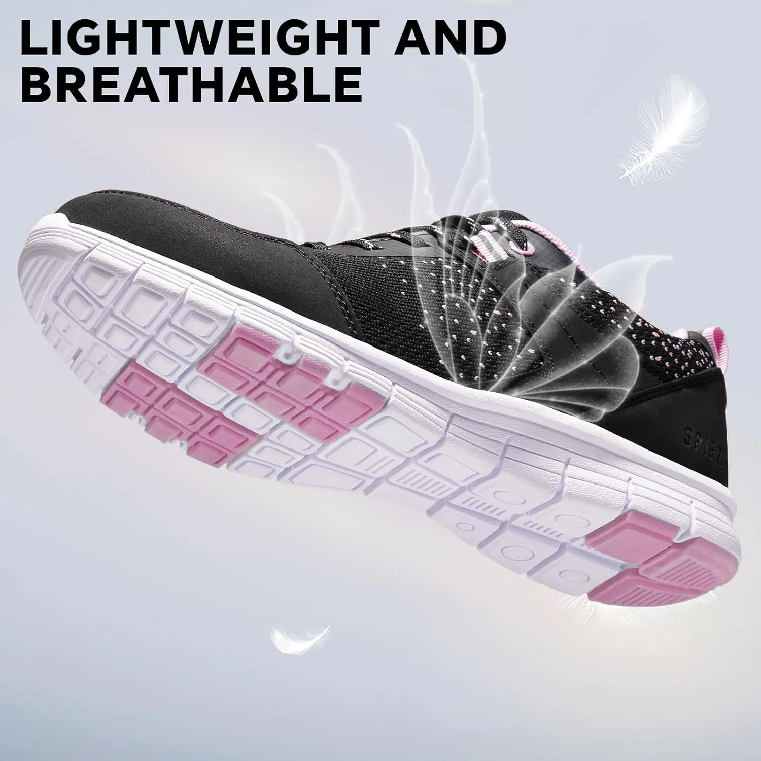 SPIEZ Lightweight Composite Toe Safety Shoes for Women, Non-Slip Puncture Proof Work Shoes for Ladies, Breathable Safety Toe Sneakers for Work and Daily Wear