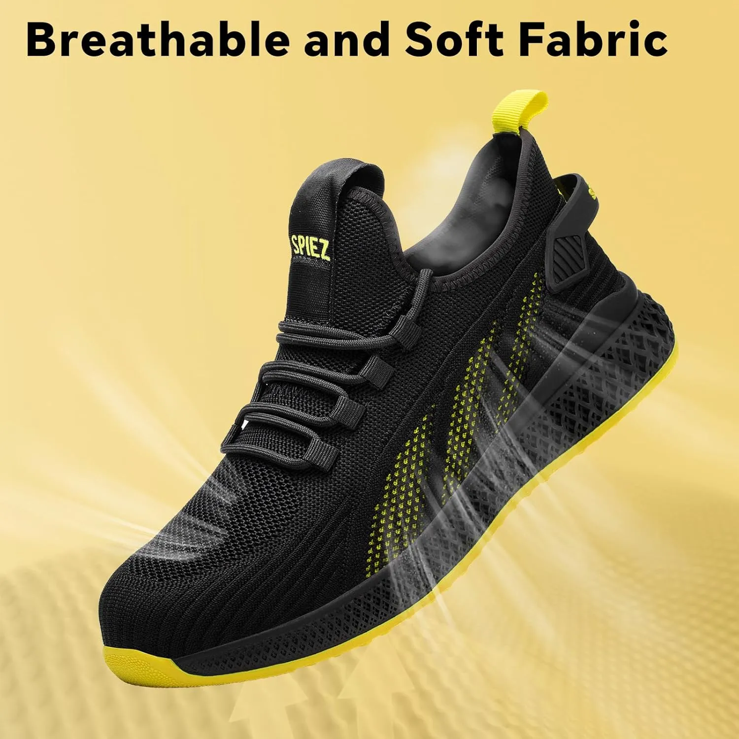 SPIEZ Unisex Safety Shoes with Composite Toe Cap, Puncture Proof Breathable Work Shoes for Men and Women, Slip on Fashion Sneakers for Work and Daily Wear