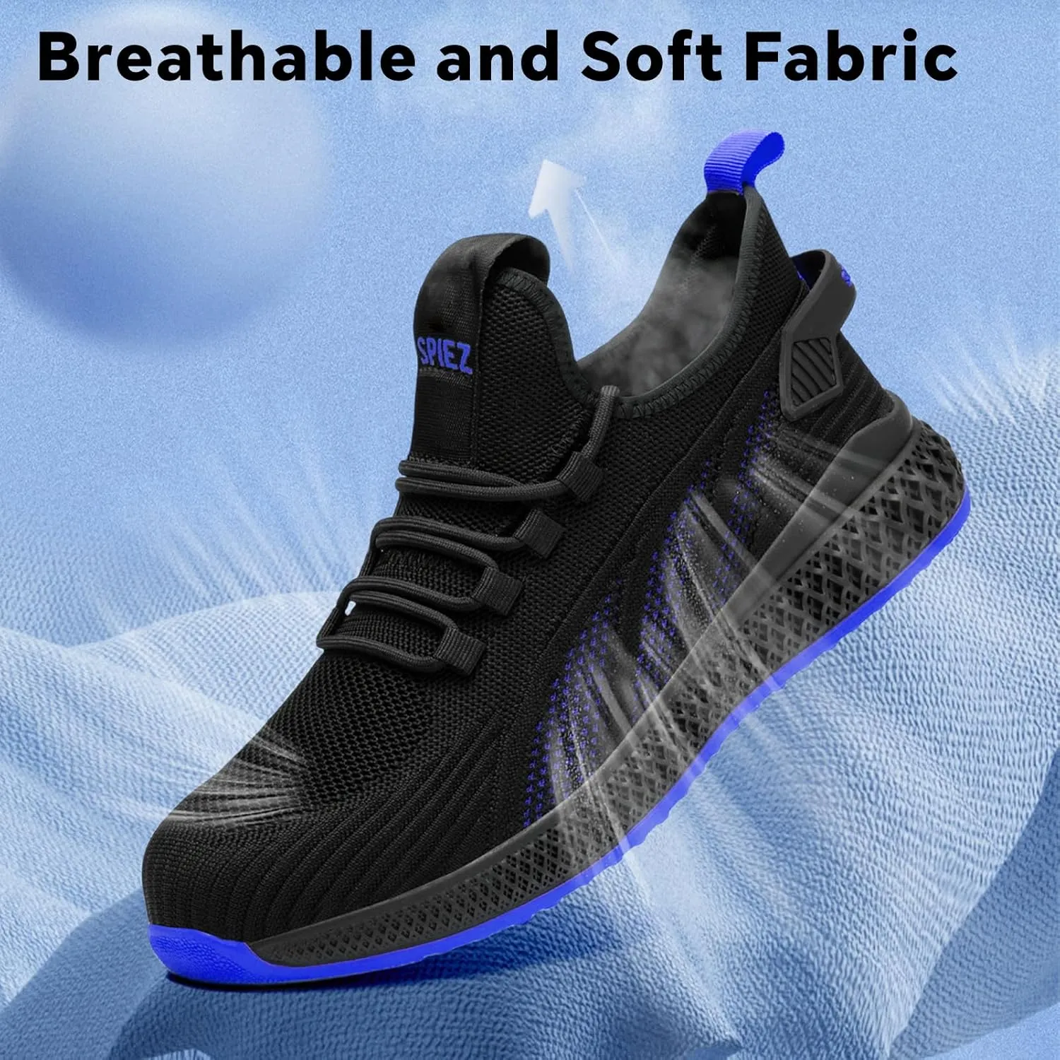 SPIEZ Unisex Safety Shoes with Composite Toe Cap, Puncture Proof Breathable Work Shoes for Men and Women, Slip on Fashion Sneakers for Work and Daily Wear