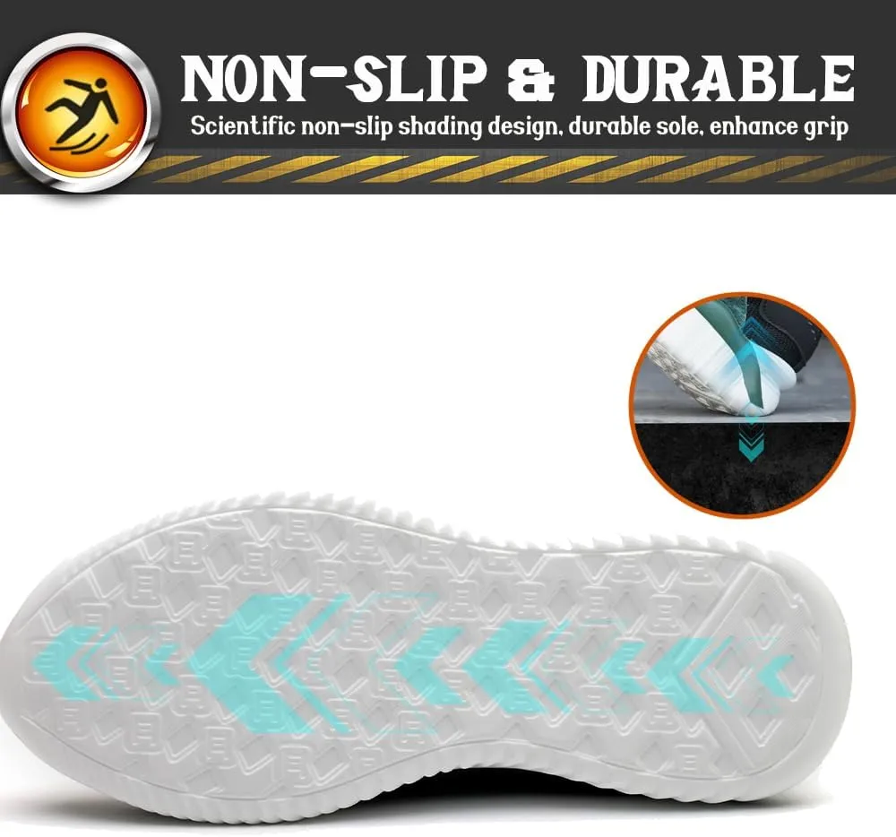 Steel Toe Safety Shoes for Men Women Work Sneakers Breathable Lightweight Industrial & Construction Shoe