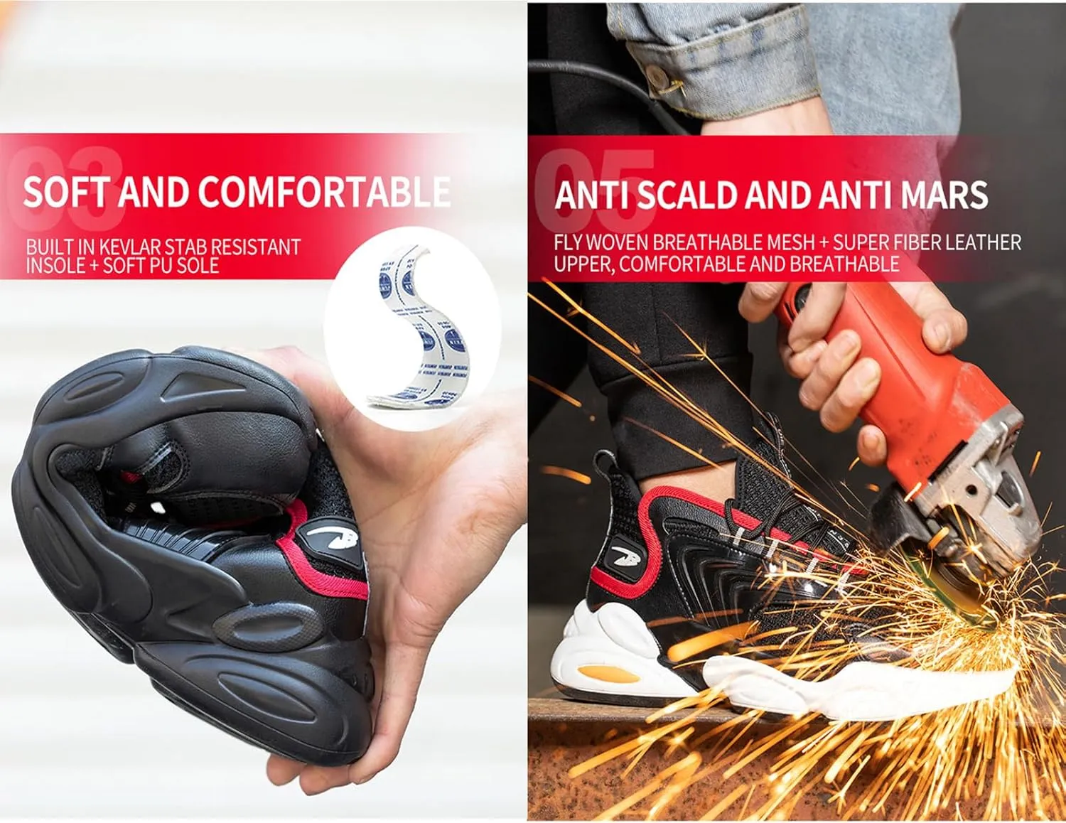 Steel Toe Shoes for Men Air Cushion Lightweight Work Shoes Comfortable Breathable Puncture Proof Sneakers Indestructible Construction Industrial Safety Shoes