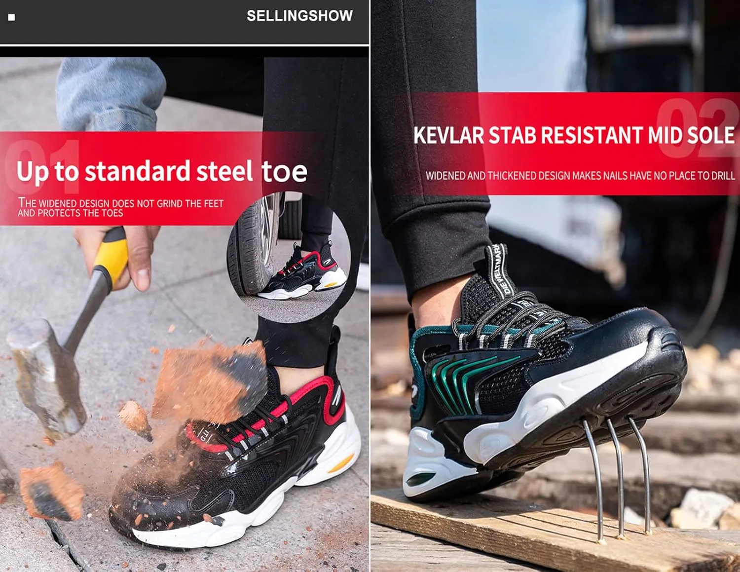 Steel Toe Shoes for Men Air Cushion Lightweight Work Shoes Comfortable Breathable Puncture Proof Sneakers Indestructible Construction Industrial Safety Shoes