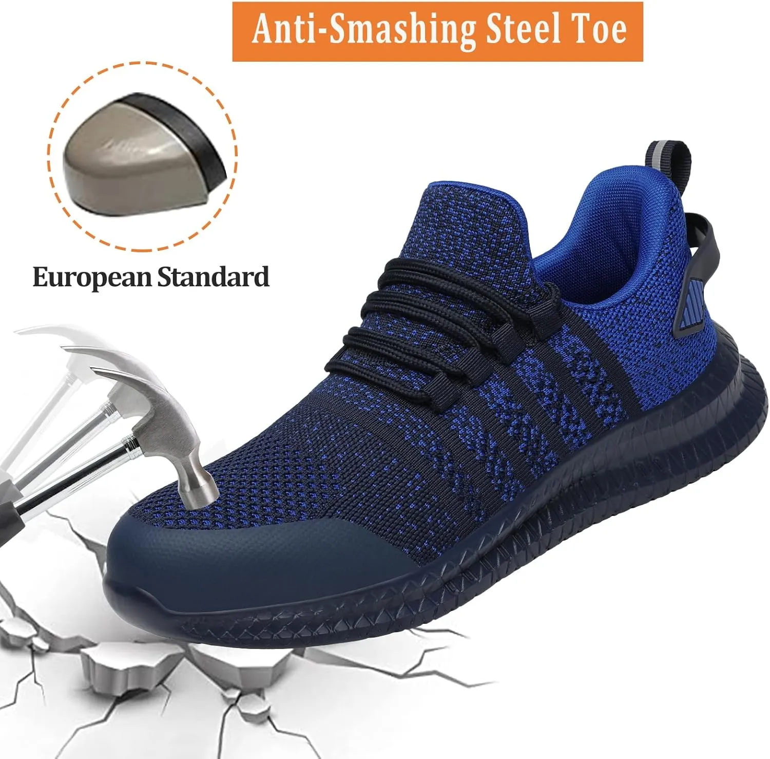 Steel Toe Shoes for Men and Women Comfortable Lightweight Work Safety Shoes Puncture Proof Slip Resistant Indestructible Sneakers Construction Work Utility