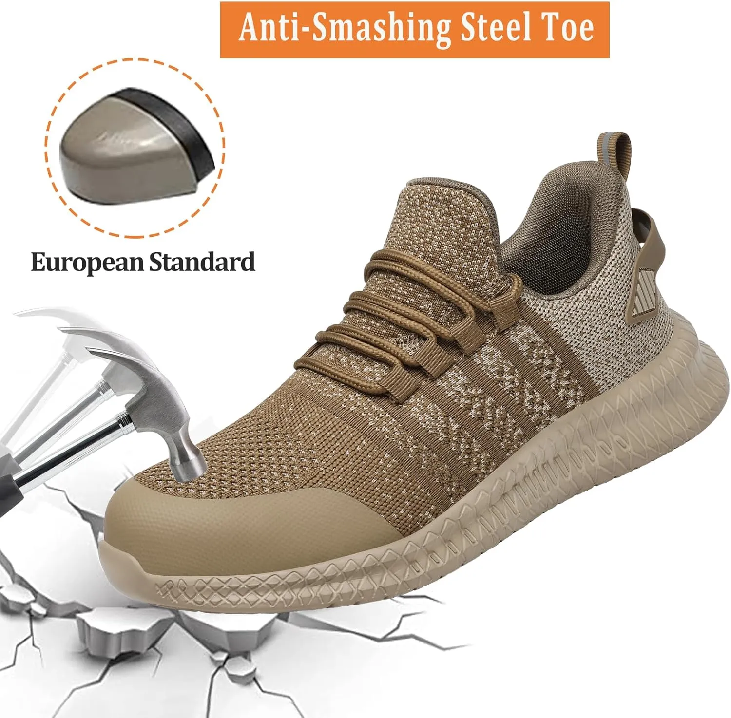 Steel Toe Shoes for Men and Women Comfortable Lightweight Work Safety Shoes Puncture Proof Slip Resistant Indestructible Sneakers Construction Work Utility