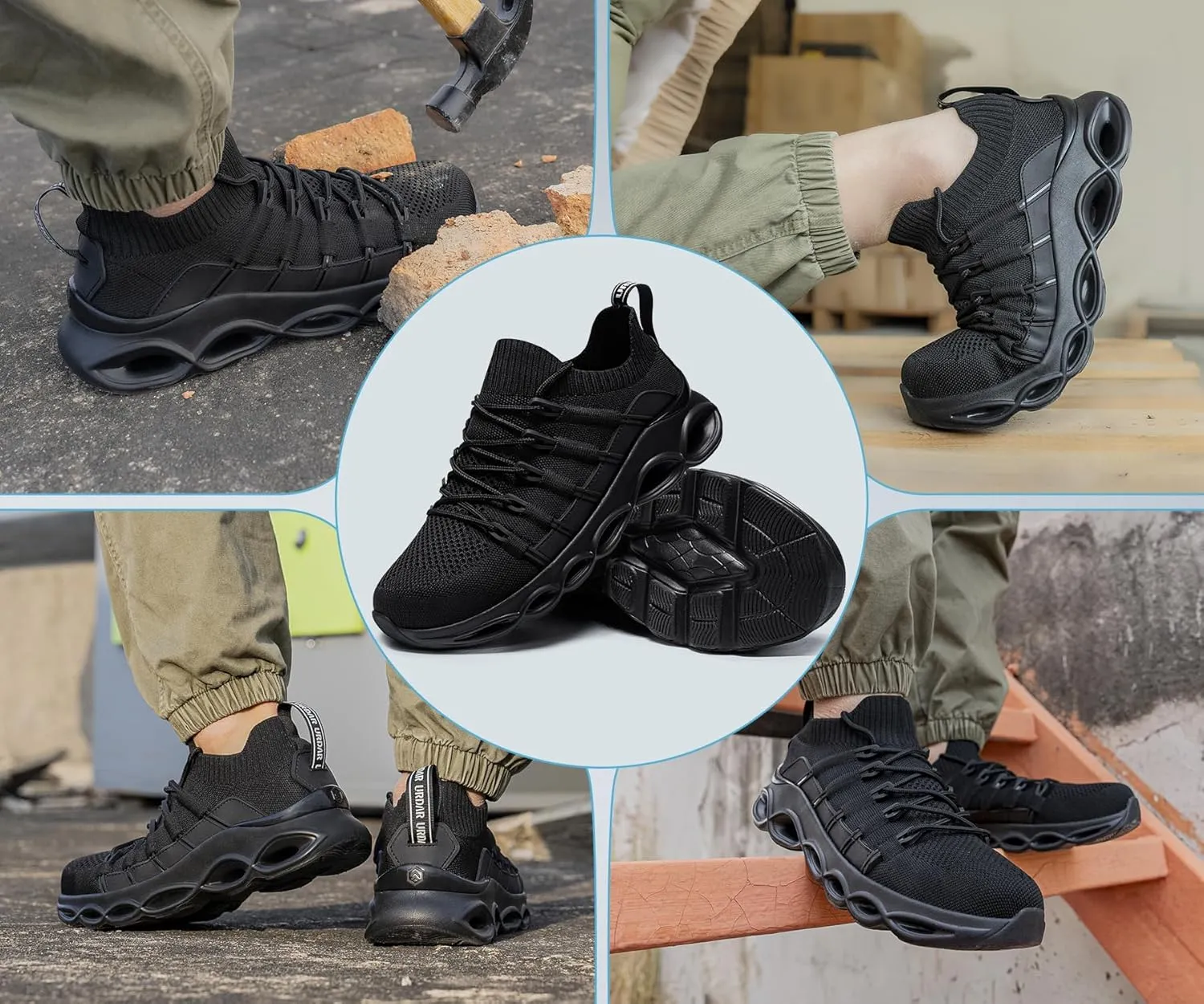 Steel Toe Shoes for Men Comfortable Safety Shoes Work Lightweight Steel Toe Sneakers Breathable Safety Sneakers Industrial Work Footwear