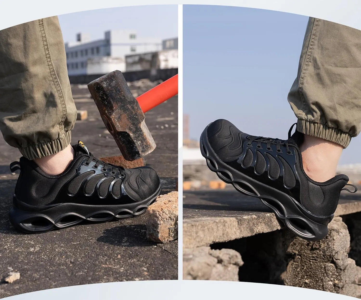 Steel Toe Shoes for Men Comfortable Safety Shoes Work Lightweight Steel Toe Sneakers Breathable Safety Sneakers Industrial Work Footwear