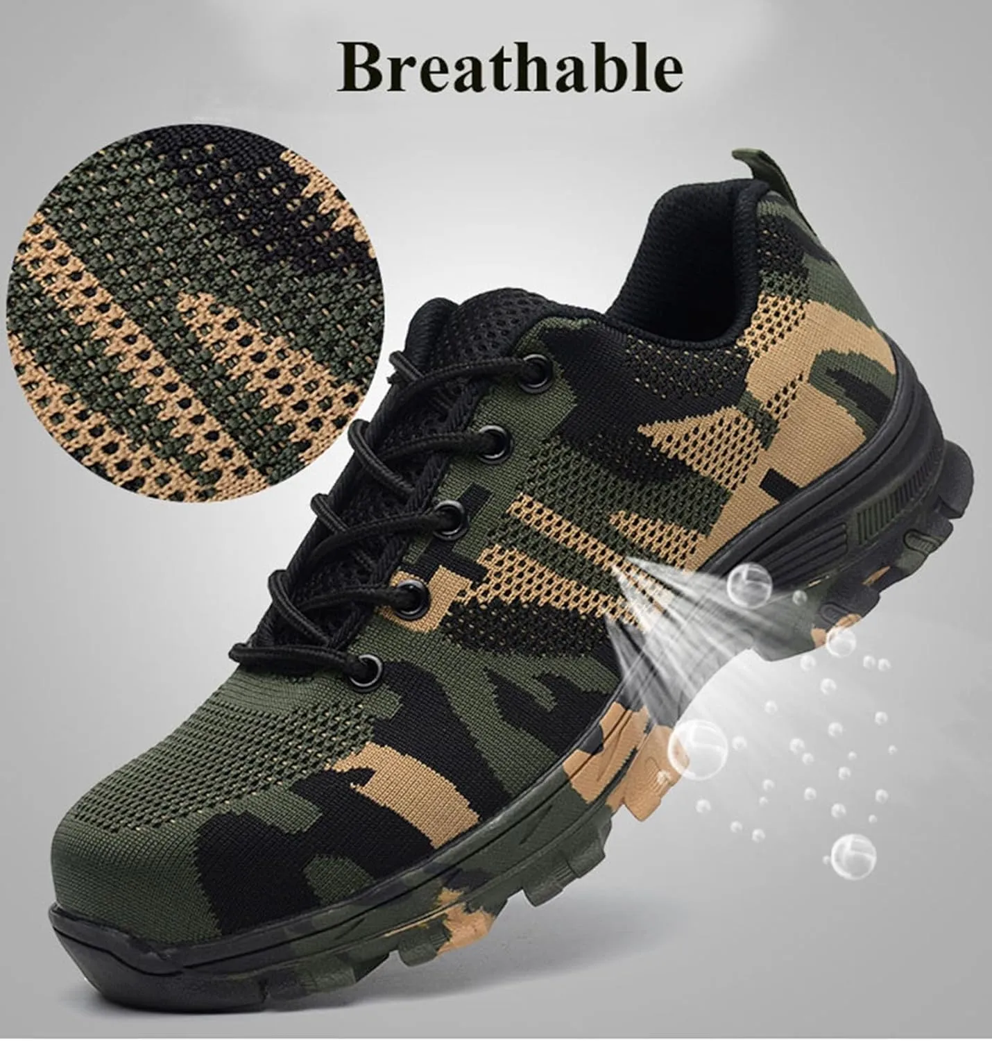 Steel Toe Shoes for Men Lightweight Comfortable Slip Resistant Safety Work Sneakers Cushion Puncture Proof Shoes Indestructible Shoe