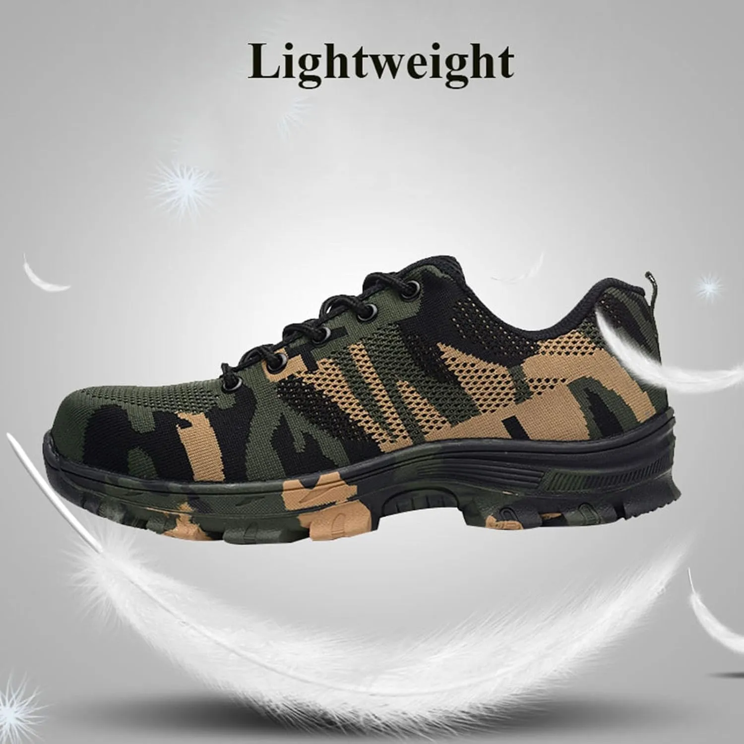 Steel Toe Shoes for Men Lightweight Comfortable Slip Resistant Safety Work Sneakers Cushion Puncture Proof Shoes Indestructible Shoe