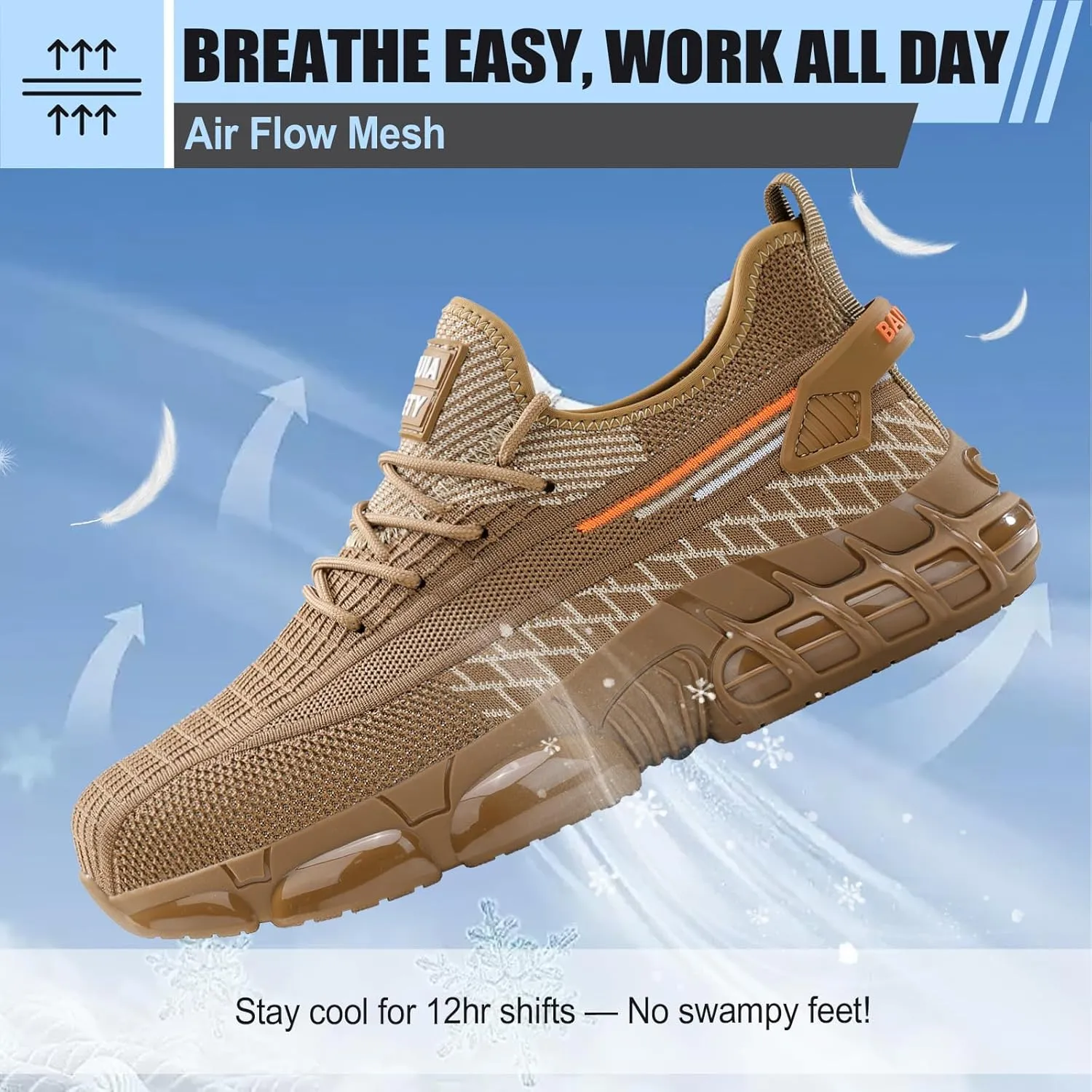 Steel Toe Shoes for Men Lightweight Work Shoes Construction Industrial Work Tennis Shoes Safety Shoes Comfortable Steel Toe Sneakers for Men Women