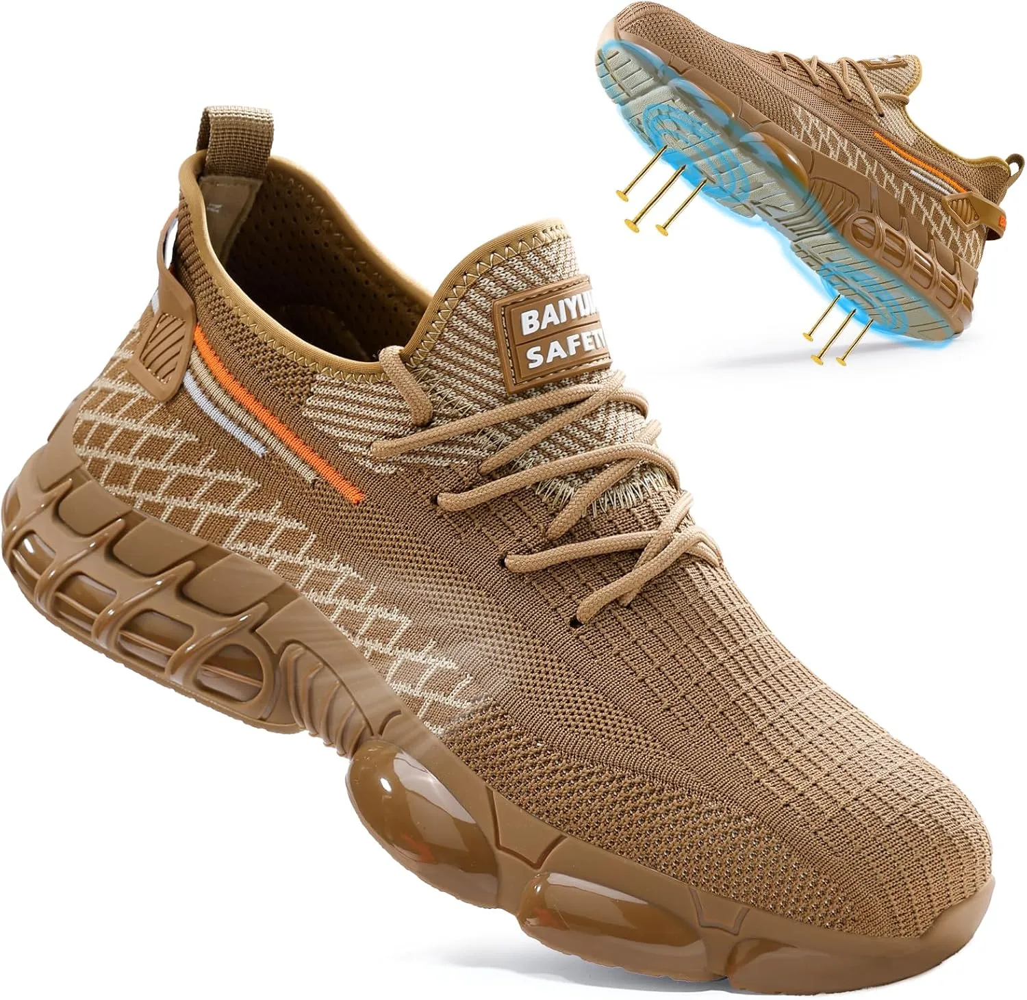 Steel Toe Shoes for Men Lightweight Work Shoes Construction Industrial Work Tennis Shoes Safety Shoes Comfortable Steel Toe Sneakers for Men Women
