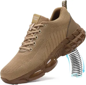 Steel Toe Shoes for Men Lightweight Work Shoes Safety Shoes Air Cushioned Steel Toe Sneakers Indestructible Steel Tennis Toe Shoes Construction Industrial Work Safety Sneakers