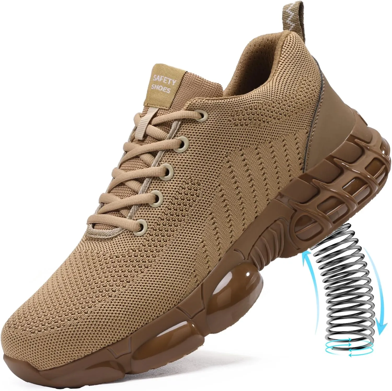 Steel Toe Shoes for Men Lightweight Work Shoes Safety Shoes Air Cushioned Steel Toe Sneakers Indestructible Steel Tennis Toe Shoes Construction Industrial Work Safety Sneakers