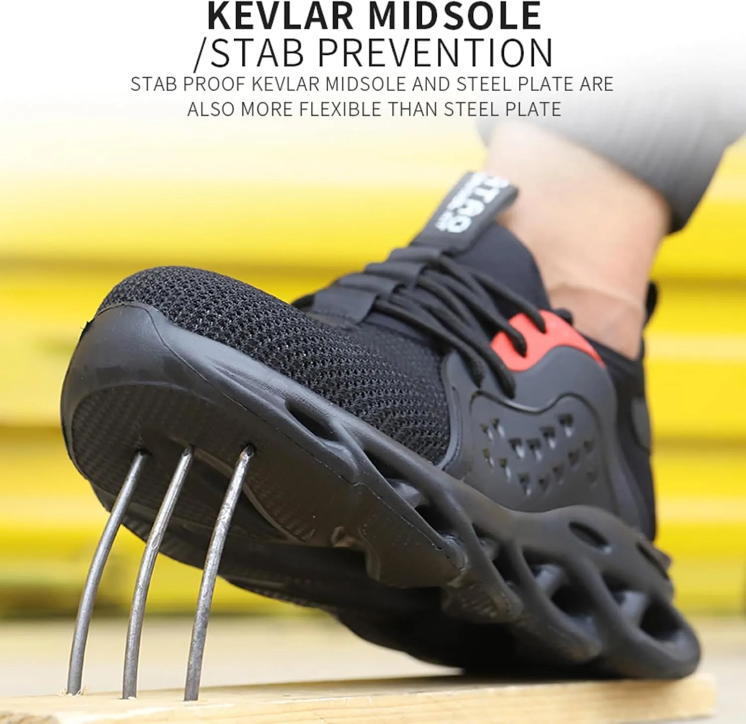 Steel Toe Shoes for Men Non-Slip Work Shoes Lightweight Comfortable Puncture-Proof Safety Shoes Indestructible Composite Toe Sneakers