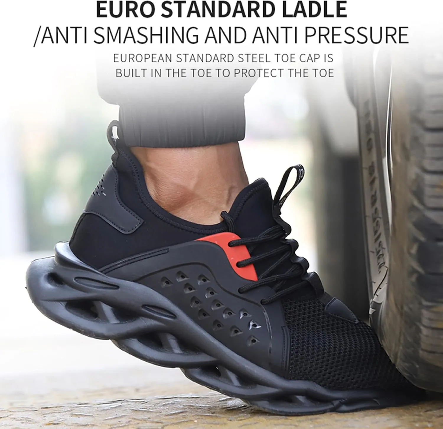 Steel Toe Shoes for Men Non-Slip Work Shoes Lightweight Comfortable Puncture-Proof Safety Shoes Indestructible Composite Toe Sneakers