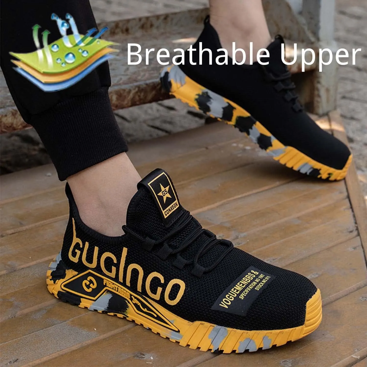 Steel Toe Shoes for Men Safety Sneakers Lightweight Work Shoes Women Breathable Slip Resistant Colorful Construction Sneakers