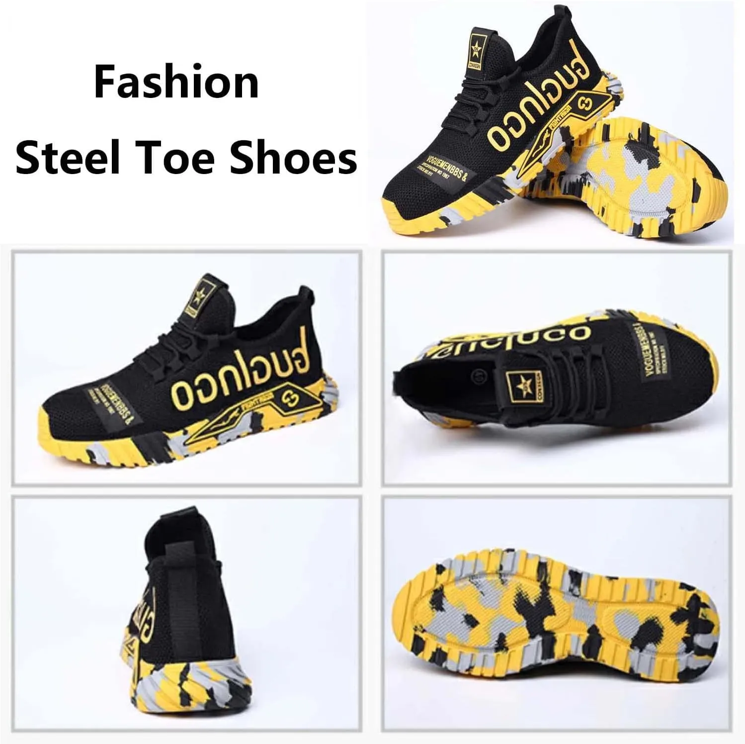 Steel Toe Shoes for Men Safety Sneakers Lightweight Work Shoes Women Breathable Slip Resistant Colorful Construction Sneakers