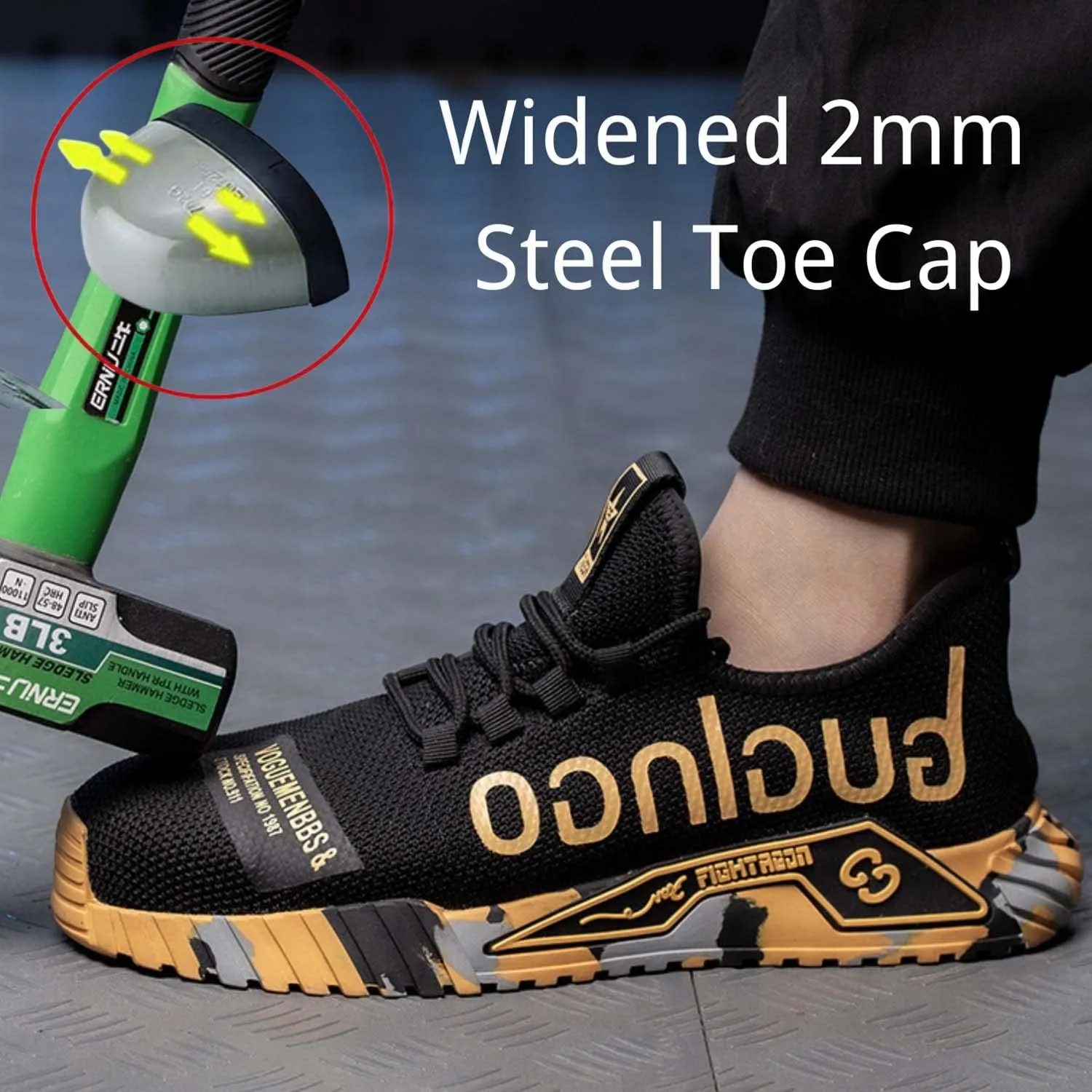 Steel Toe Shoes for Men Safety Sneakers Lightweight Work Shoes Women Breathable Slip Resistant Colorful Construction Sneakers