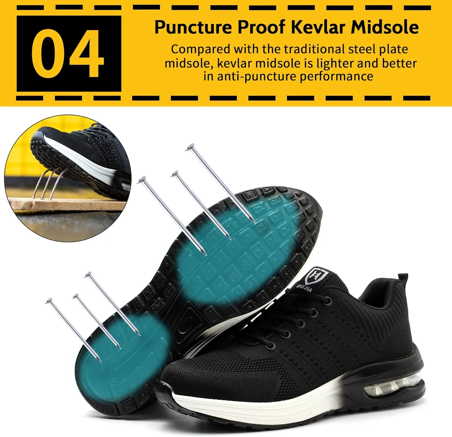 Steel Toe Shoes for Men Women Breathable Safety Work Sneakers Lightweight Comfortable Proof Slip Resistant Fashion Sneakers Air Cushion Construction Industrial Safety Shoes