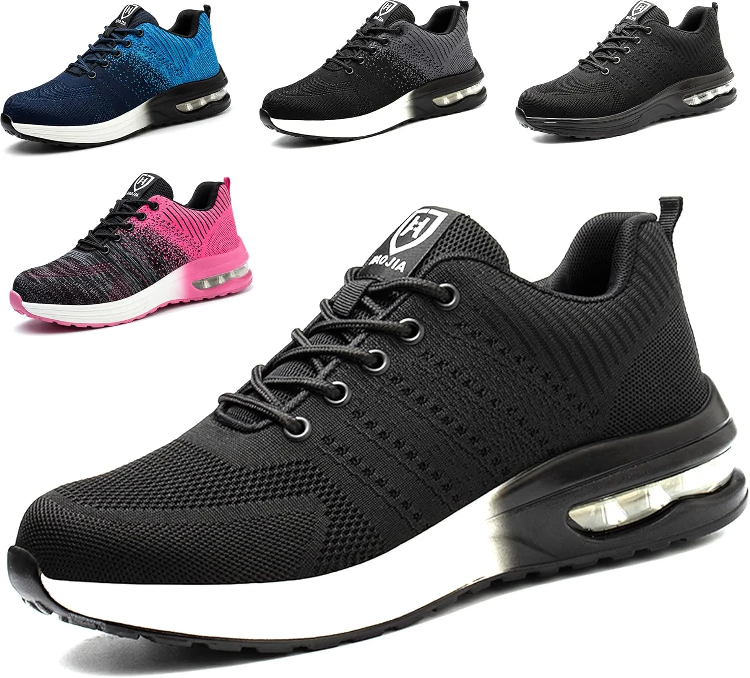 Steel Toe Shoes for Men Women Breathable Safety Work Sneakers Lightweight Comfortable Proof Slip Resistant Fashion Sneakers Air Cushion Construction Industrial Safety Shoes