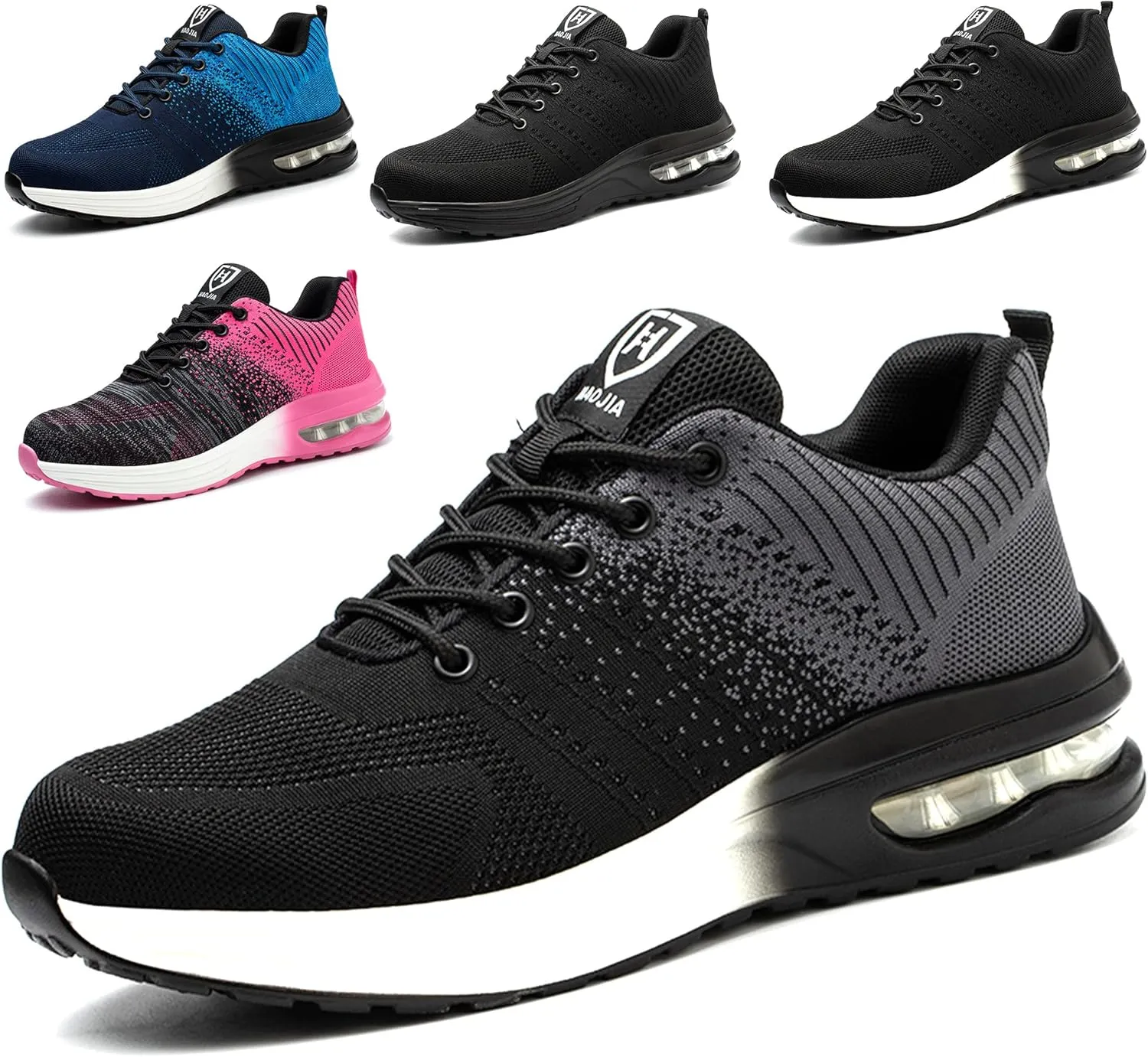 Steel Toe Shoes for Men Women Breathable Safety Work Sneakers Lightweight Comfortable Proof Slip Resistant Fashion Sneakers Air Cushion Construction Industrial Safety Shoes