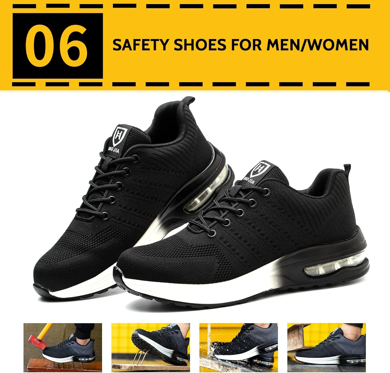 Steel Toe Shoes for Men Women Breathable Safety Work Sneakers Lightweight Comfortable Proof Slip Resistant Fashion Sneakers Air Cushion Construction Industrial Safety Shoes
