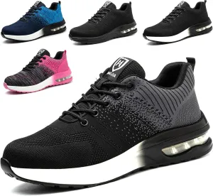 Steel Toe Shoes for Men Women Breathable Safety Work Sneakers Lightweight Comfortable Proof Slip Resistant Fashion Sneakers Air Cushion Construction Industrial Safety Shoes