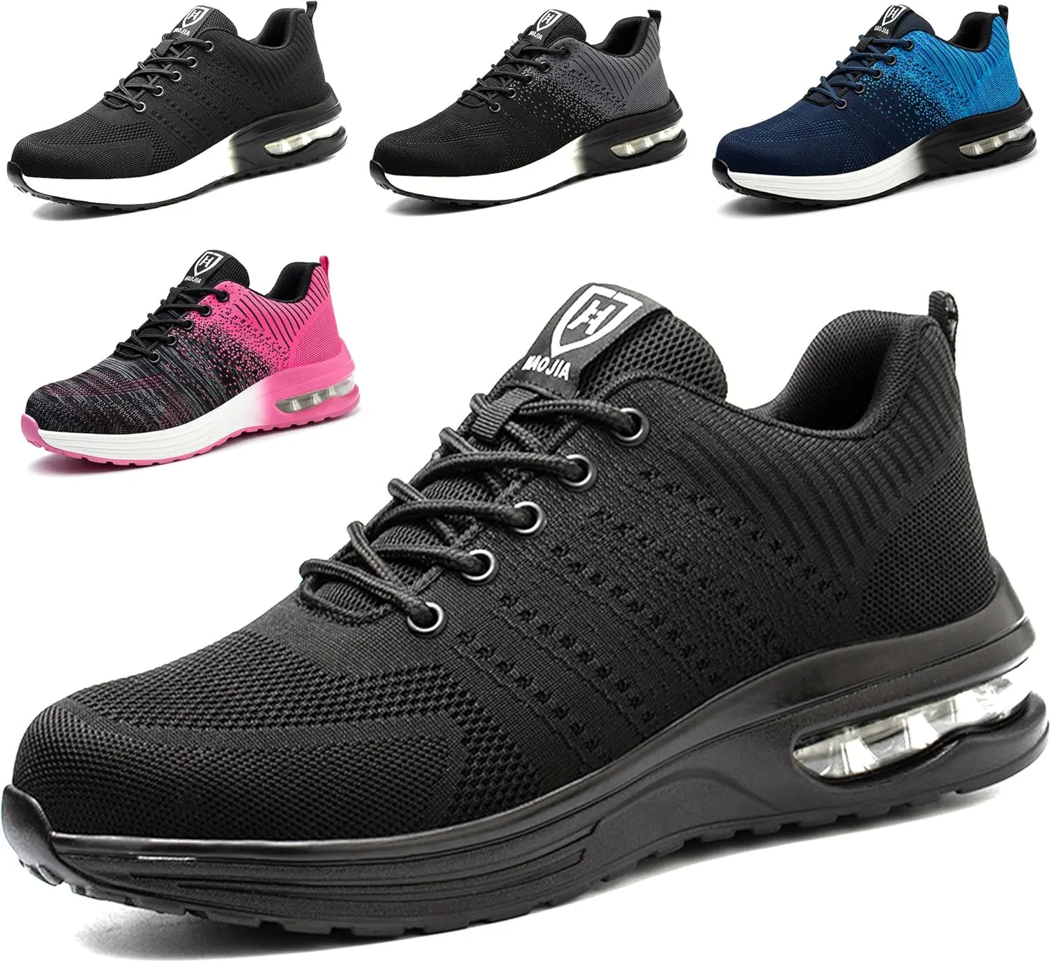 Steel Toe Shoes for Men Women Breathable Safety Work Sneakers Lightweight Comfortable Proof Slip Resistant Fashion Sneakers Air Cushion Construction Industrial Safety Shoes
