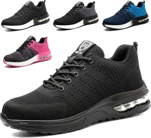 Steel Toe Shoes for Men Women Breathable Safety Work Sneakers Lightweight Comfortable Proof Slip Resistant Fashion Sneakers Air Cushion Construction Industrial Safety Shoes